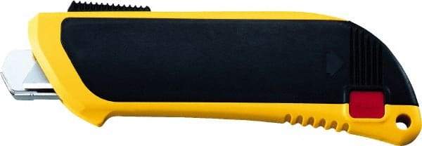 Olfa - Retractable Utility Knife - 2" Blade, Yellow & Black Plastic/Stainless Steel Handle, 1 Blade Included - Caliber Tooling