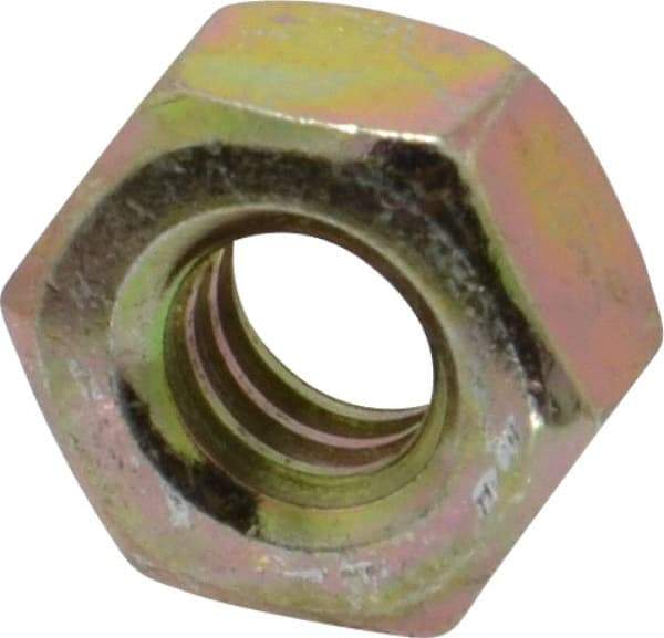 Value Collection - 1/4-20 UNC Steel Right Hand Hex Nut - 7/16" Across Flats, 7/32" High, Zinc Yellow Dichromate Finish - Caliber Tooling