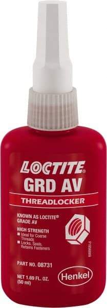 Loctite - 50 mL, Red, High Strength Liquid Threadlocker - 24 hr Full Cure Time - Caliber Tooling