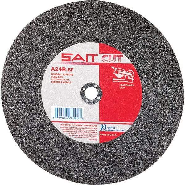 Sait - 12" 24 Grit Aluminum Oxide Cutoff Wheel - 1/8" Thick, 1" Arbor, 5,100 Max RPM, Use with Stationary Tools - Caliber Tooling