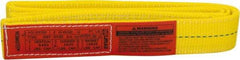 Lift-All - 4' Long x 2" Wide, 6,400 Lb Vertical Capacity, 1 Ply, Polyester Web Sling - 5,000 Lb Choker Capacity, Yellow - Caliber Tooling