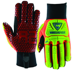 Synthetic Leather Double Palm Reinforced Red Silicone Palm Gloves 2X-Large - Caliber Tooling