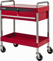 Sunex Tools - 350 Lb Capacity, 16" Wide x 30" Long x 35-1/4" High Service Cart - 1 Drawer, 2 Shelf, Steel - Caliber Tooling