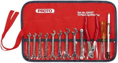 Proto - 12 Piece, 13/64" to 11/32", Ignition Wrench Set - Inch Measurement Standard, Chrome Finish, Comes in Roll Up Pouch - Caliber Tooling