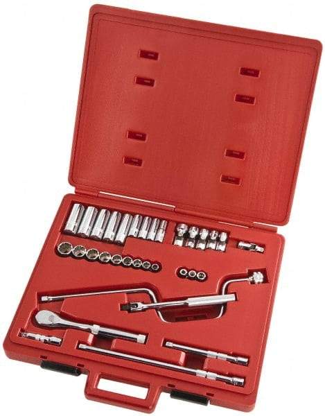 Proto - 33 Piece 3/8" Drive Full Polish Finish Deep Well Socket Set - 8, 12 Points, 1/4" to 3/4" Range, Inch Measurement Standard - Caliber Tooling