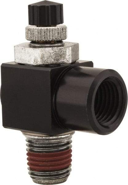 ARO/Ingersoll-Rand - 1/4" Male NPT x 1/4" Female NPT Right Angle Flow Control Valve - 0 to 150 psi & Brass Material - Caliber Tooling