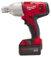 Milwaukee Tool - 7/16" Drive 18 Volt Pistol Grip Cordless Impact Wrench & Ratchet - 0 to 1,900 RPM, 0 to 2,200 BPM, 350 Ft/Lb Torque, 2 Lithium-Ion Batteries Included - Caliber Tooling