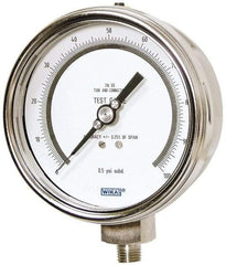 Wika - 4" Dial, 1/4 Thread, 0-100 Scale Range, Pressure Gauge - Lower Connection Mount, Accurate to 0.25% of Scale - Caliber Tooling