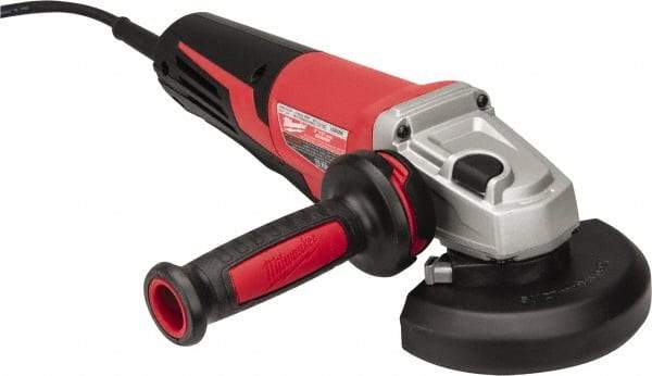 Milwaukee Tool - 5" Wheel Diam, 11,000 RPM, Corded Angle & Disc Grinder - 5/8-11 Spindle, 120 Volts, 13 Amps - Caliber Tooling