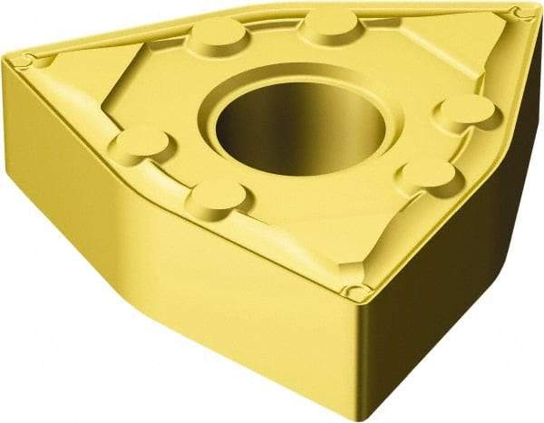 Sandvik Coromant - WNMG331 WF Grade 3005 Carbide Turning Insert - TiCN/Al2O3/TiN Finish, 80° Trigon, 1/4" Inscr Circle, 3/16" Thick, 1/64" Corner Radius - Caliber Tooling