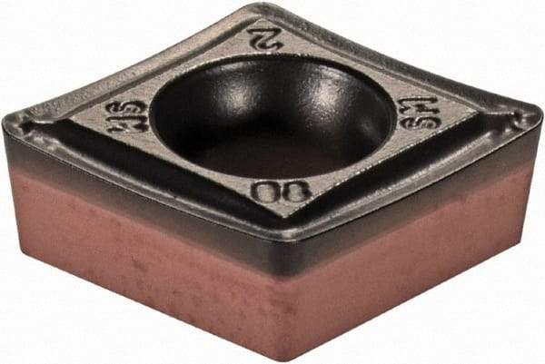 Iscar - CCMT3-2 SM Grade IC6015 Carbide Turning Insert - TiCN/Al2O3/TiN Finish, 80° Diamond, 3/8" Inscr Circle, 5/32" Thick, 1/32" Corner Radius - Caliber Tooling