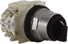 Schneider Electric - 30mm Mount Hole, 3 Position, Knob and Pushbutton Operated, Selector Switch - Black, Maintained (MA), 2NO/2NC, Weatherproof and Dust and Oil Resistant - Caliber Tooling