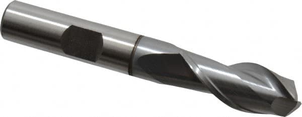 Cleveland - 7/16" Diam, 13/16" LOC, 2 Flute, 90° Point Angle, High Speed Steel Drill Mill - TiCN Finish, 2-1/2" OAL, 3/8" Shank Diam - Caliber Tooling