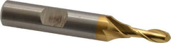 Cleveland - 3/16" Diam, 1/2" LOC, 2 Flute Cobalt Ball End Mill - TiN Finish, Single End, 2-3/8" OAL, 3/8" Shank Diam, Spiral Flute - Caliber Tooling