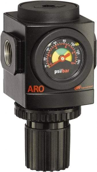 ARO/Ingersoll-Rand - 1 NPT Port, 290 CFM, Aluminum Heavy-Duty Regulator - 0 to 140 psi Range, 250 Max psi Supply Pressure, 1/8" Gauge Port Thread, 4.091" Wide x 7.223" High - Caliber Tooling