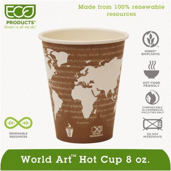 ECO PRODUCTS - World Art Renewable Compostable Hot Cups, 8 oz, 50/PK, 20 PK/CT - Plum - Caliber Tooling