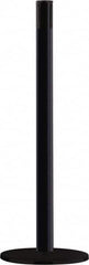 Tensator - 38" High, 2-1/2" Pole Diam, Tensabarrier Post - 14" Base Diam, Round Heavy Gauge Steel Base, Black Steel Post, Tape, Single Line Tape - Caliber Tooling