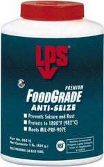 LPS - 1 Lb Brush Top Food Grade Anti-Seize Lubricant - Metal Free, -1,800°F, Opaque Off-White, Food Grade - Caliber Tooling