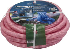 JGB Enterprises - 50' Long Garden Hose - 5/8" Diam, 5/8" GHT, Polypropylene, 100 psi, Hot Water Compatible, All Season, Pink - Caliber Tooling