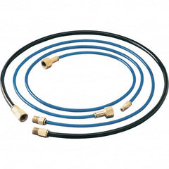 Dynabrade - 1/4" ID x 3/8" OD 6' Long Hose - Female/Male Ends, 90 Working psi, 1/4" Fitting, Black & Blue - Caliber Tooling