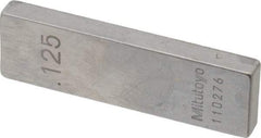 Mitutoyo - 0.125" Rectangular Steel Gage Block - Accuracy Grade 0, Includes Certificate of Inspection - Caliber Tooling