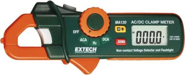 Extech - MA120, CAT II, Digital Average Responding Auto Ranging Clamp Meter with 0.7" Clamp On Jaws - 200 AC/DC Amps, Measures Current, Frequency - Caliber Tooling