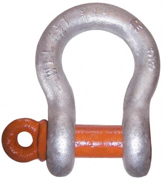 CM - 7/16" Nominal Chain Size, 2 Ton Carbon Steel Screw Anchor Shackle - 19/32" Diam, 1/2" Pin Diam, 3/4" Wide Inside Jaw, 1-1/32" Inside Width - Caliber Tooling