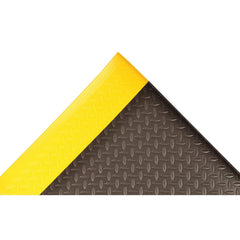 Anti-Fatigue Mat:  720.0000″ Length,  48.0000″ Wide,  1/2″ Thick,  Closed Cell Polyvinylchloride,  Beveled Edge,  Medium Duty Raised Diamond,  Black & Yellow,  Dry