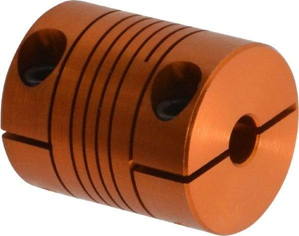 Lovejoy - 1/4" Max Bore Diam, Flexible Clamp Hub Coupling - 3/4" OD, 0.9" OAL, Anodized Aluminum - Caliber Tooling