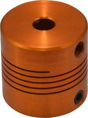 Lovejoy - 1/4" Max Bore Diam, Flexible Screw Hub Coupling - 1" OD, 1" OAL, Anodized Aluminum - Caliber Tooling