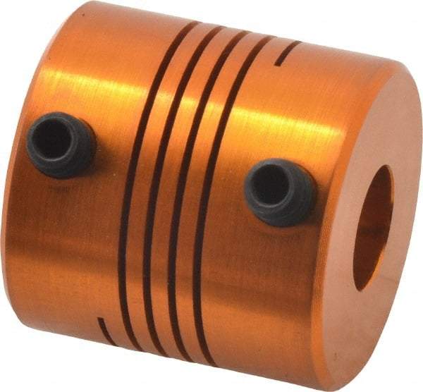 Lovejoy - 3/8" Max Bore Diam, Flexible Screw Hub Coupling - 1" OD, 1" OAL, Anodized Aluminum - Caliber Tooling