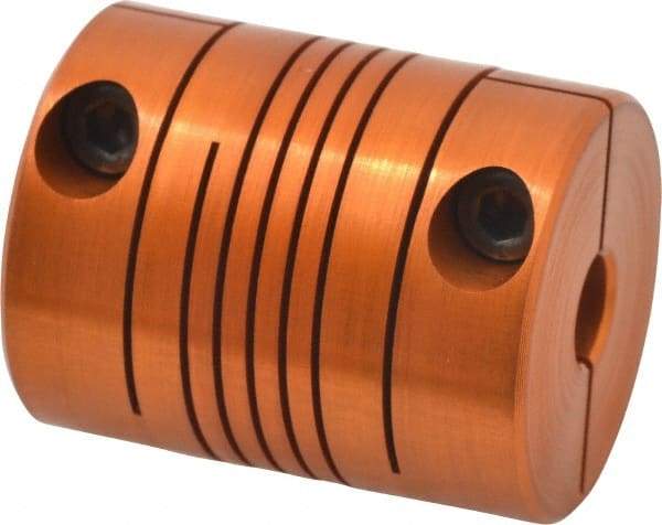 Lovejoy - 1/4" Max Bore Diam, Flexible Clamp Hub Coupling - 1" OD, 1-1/4" OAL, Anodized Aluminum - Caliber Tooling