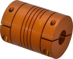 Lovejoy - 3/8" Max Bore Diam, Flexible Clamp Hub Coupling - 1.12" OD, 1-1/2" OAL, Anodized Aluminum - Caliber Tooling