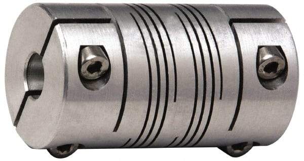 Lovejoy - 1/2" Max Bore Diam, Flexible Clamp Hub Coupling - 1" OD, 1-1/2" OAL, Anodized Aluminum - Caliber Tooling