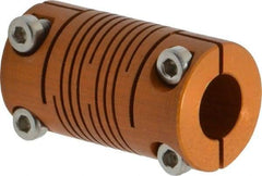 Lovejoy - 1/4" Max Bore Diam, Flexible Clamp Hub Coupling - 1/2" OD, 0.9" OAL, Anodized Aluminum - Caliber Tooling