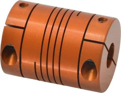 Lovejoy - 1/4" Max Bore Diam, Flexible Clamp Hub Coupling - 1.12" OD, 1-1/2" OAL, Anodized Aluminum - Caliber Tooling