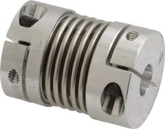 Lovejoy - 1/4" Max Bore Diam, Flexible Bellows Clamp Coupling - 0.984" OD, 1.023" OAL, Aluminum Hub with Stainless Steel Bellows - Caliber Tooling