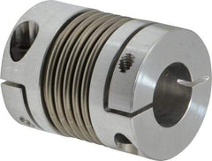 Lovejoy - 5/8" Max Bore Diam, Flexible Bellows Clamp Coupling - 1.28" OD, 1.614" OAL, Aluminum Hub with Stainless Steel Bellows - Caliber Tooling