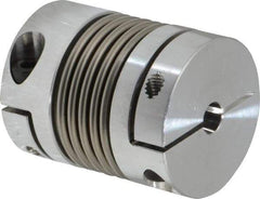 Lovejoy - 1/4" Max Bore Diam, Flexible Bellows Clamp Coupling - 1.28" OD, 1.614" OAL, Aluminum Hub with Stainless Steel Bellows - Caliber Tooling