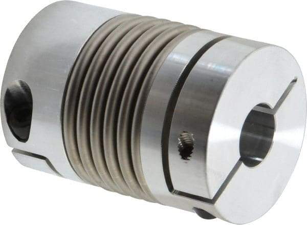 Lovejoy - 3/4" Max Bore Diam, Flexible Bellows Clamp Coupling - 1.77" OD, 2.48" OAL, Aluminum Hub with Stainless Steel Bellows - Caliber Tooling