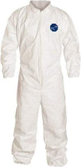 Dupont - Size 4XL Film Laminate General Purpose Coveralls - White, Zipper Closure, Elastic Cuffs, Elastic Ankles, Serged Seams - Caliber Tooling