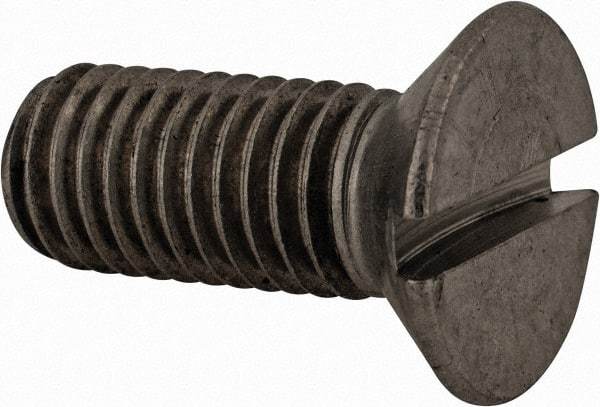 Value Collection - M12x1.75 Metric Coarse, 30mm OAL Slotted Drive Machine Screw - Flat Head, Grade 18-8 & A2 Stainless Steel, Uncoated, Without Washer - Caliber Tooling