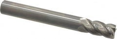 Accupro - 1/2", 1" LOC, 1/2" Shank Diam, 4" OAL, 4 Flute, Solid Carbide Square End Mill - Single End, Uncoated, Spiral Flute, 40° Helix, Centercutting, Right Hand Cut, Right Hand Flute - Caliber Tooling