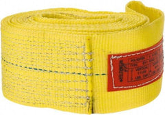 Lift-All - 8' Long x 4" Wide, 11,500 Lb Vertical Capacity, 1 Ply, Polyester Web Sling - 9,200 Lb Choker Capacity, Yellow - Caliber Tooling