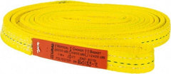 Lift-All - 10' Long x 1" Wide, 6,200 Lb Vertical Capacity, 2 Ply, Polyester Web Sling - 4,900 Lb Choker Capacity, Yellow - Caliber Tooling