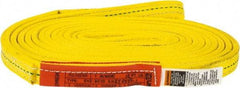 Lift-All - 12' Long x 1" Wide, 6,200 Lb Vertical Capacity, 2 Ply, Polyester Web Sling - 4,900 Lb Choker Capacity, Yellow - Caliber Tooling