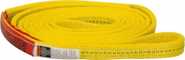 Lift-All - 8' Long x 1" Wide, 6,200 Lb Vertical Capacity, 2 Ply, Polyester Web Sling - 4,900 Lb Choker Capacity, Yellow - Caliber Tooling