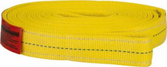 Lift-All - 10' Long x 2" Wide, 12,200 Lb Vertical Capacity, 2 Ply, Polyester Web Sling - 9,800 Lb Choker Capacity, Yellow - Caliber Tooling