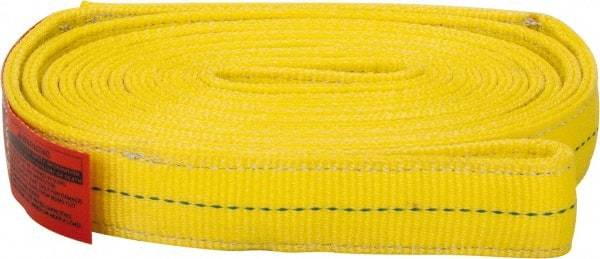 Lift-All - 12' Long x 2" Wide, 12,200 Lb Vertical Capacity, 2 Ply, Polyester Web Sling - 9,800 Lb Choker Capacity, Yellow - Caliber Tooling