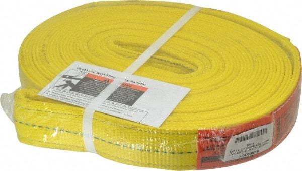 Lift-All - 14' Long x 2" Wide, 12,200 Lb Vertical Capacity, 2 Ply, Polyester Web Sling - 9,800 Lb Choker Capacity, Yellow - Caliber Tooling